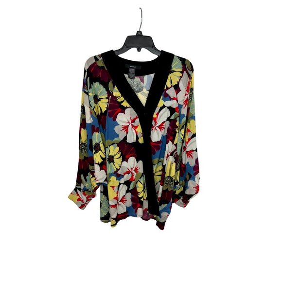 Smythe Blocked Floral Multicolor Blocked Kimono Blouse - Size M - Picture 5 of 8